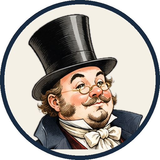 Gentleman's ebooks logo: the mascot's face in a top hat inside a navy circle
